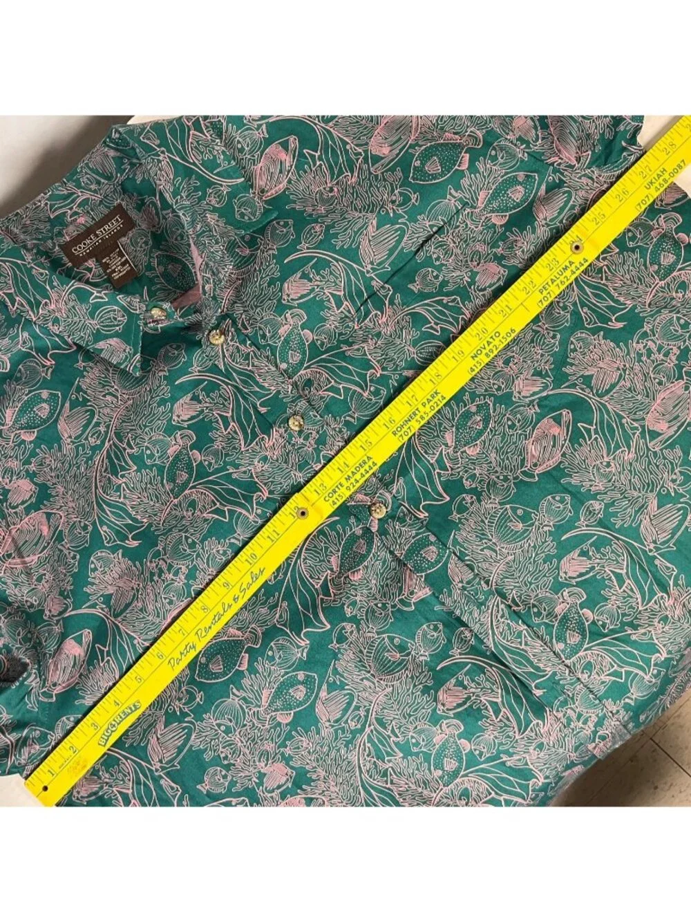 Cooke Street Tropical Fish Mens Hawaiian Shirt size 2XL 55x33 Tall Cotton Reef